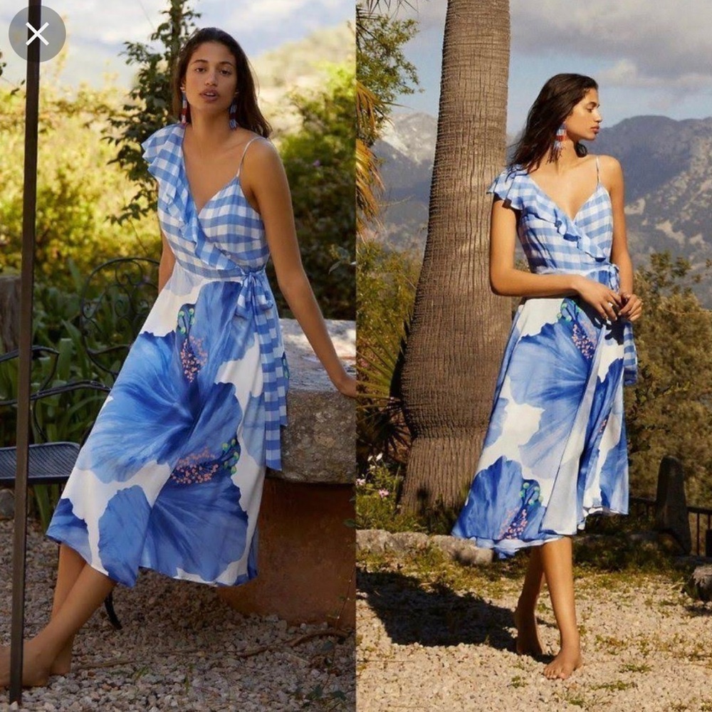NWT Farm Rio Seaside Wrap Midi Dress - Anthropologie Exclusive (size M)
